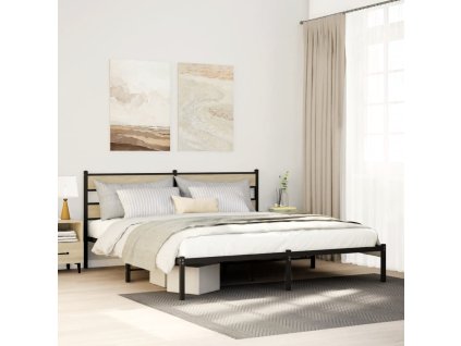 vidaXL Kovový rám postele bez matrace dub sonoma 193 x 203 cm