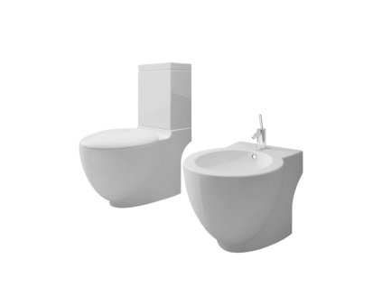 vidaXL Keramické WC a bidet bílé