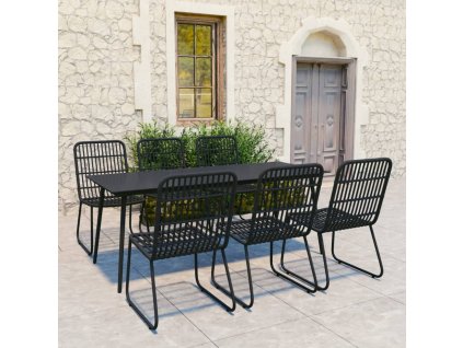 vidaXL 7dílný zahradní jídelní set polyratan a sklo