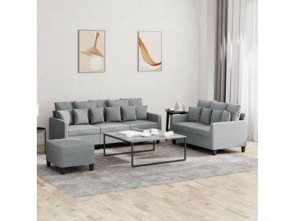 vidaXL 3dílná sedací souprava s poduškami světle šedá textil