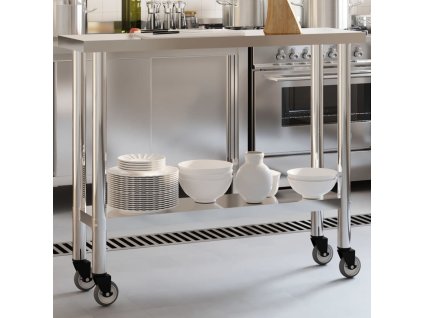 vidaXL Kuchyňský pracovní stůl s kolečky 110x30x85 cm nerezová ocel