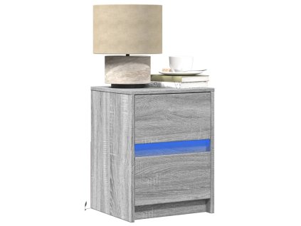 vidaXL Noční stolky s LED osvětlením 2 ks šedé sonoma kompozitní dřevo