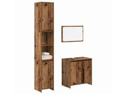 vidaXL 3dílná koupelnová sestava old wood kompozitní dřevo
