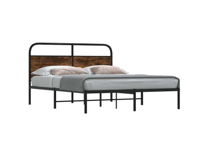 vidaXL Rám postele bez matrace 135x190 cm kouřový dub kompozitní dřevo