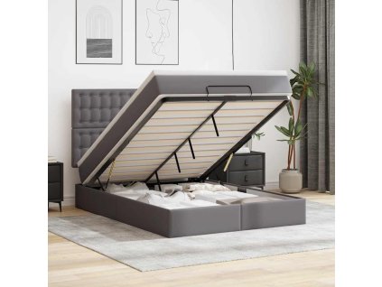vidaXL Osmanský rám postele s matrací šedá 140x200cm umělá kůže