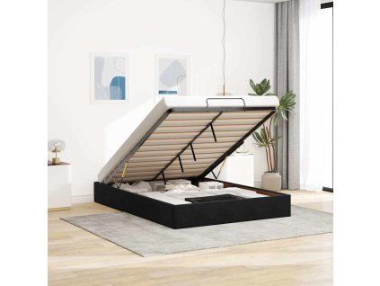 vidaXL Osmanský rám postele bez matrací černá 140x200 cm samet