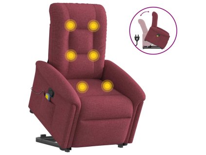 vidaXL Zvedací masážní polohovací křeslo vínové textil