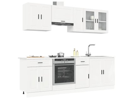 vidaXL 8dílná sada kuchyňských skříněk "Kalmar" bílý lesk kompozit