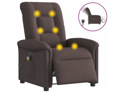 vidaXL Elektrické masážní polohovací křeslo tmavě hnědé textil