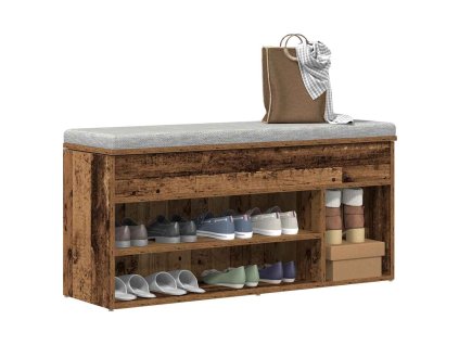 vidaXL Botník old wood 102x30,5x45 cm kompozitní dřevo