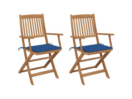 vidaXL Skládací zahradní židle s poduškami 2 ks masivní akáciové dřevo