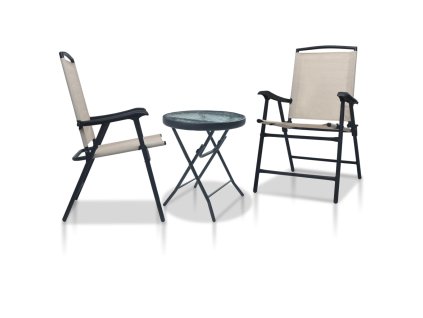 vidaXL 3dílný bistro set krémový ocel