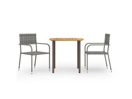 vidaXL 3dílný zahradní jídelní set polyratan šedý