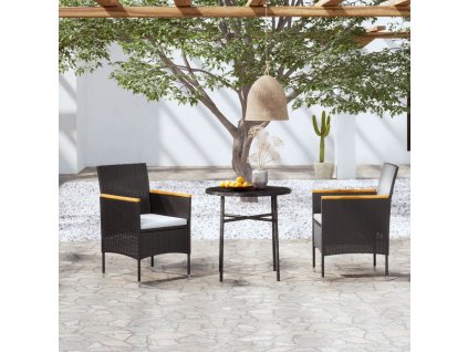 vidaXL 3dílný zahradní jídelní set polyratan černý