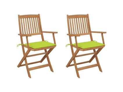 vidaXL Skládací zahradní židle s poduškami 2 ks masivní akáciové dřevo