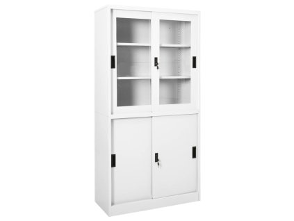 vidaXL Kancelářská skříň s posuvnými dveřmi bílá 90 x 40 x 180 cm ocel