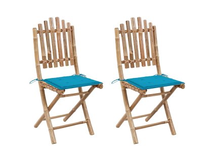 vidaXL Skládací zahradní židle s poduškami 2 ks bambus