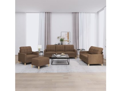 vidaXL 4dílná sedací souprava s poduškami hnědá textil