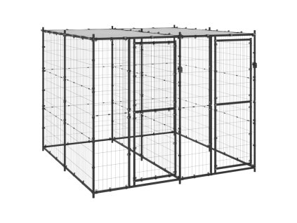 vidaXL Venkovní psí kotec se střechou ocel 4,84 m²