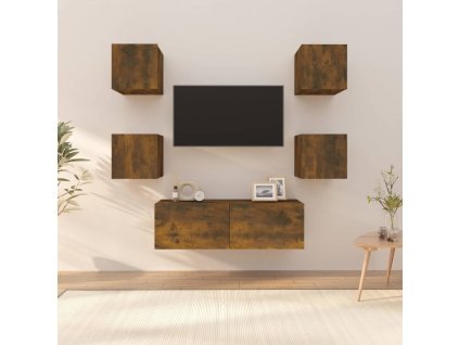 vidaXL Sada nástěnných TV skříněk kouřový dub kompozitní dřevo