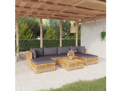 vidaXL 7dílná zahradní sedací souprava s poduškami masivní teak