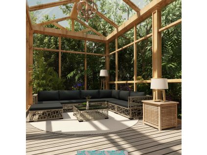 vidaXL 8dílná zahradní sedací souprava s poduškami polyratan šedá