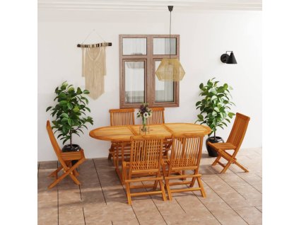 vidaXL 7dílný zahradní jídelní set masivní teakové dřevo