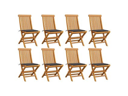 vidaXL Zahradní židle s antracitovými poduškami 8 ks masivní teak