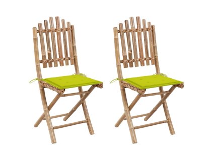 vidaXL Skládací zahradní židle s poduškami 2 ks bambus