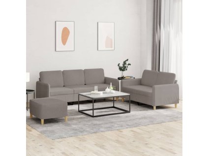 vidaXL 3dílná sedací souprava s poduškami taupe textil