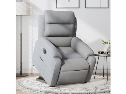 vidaXL Elektrické zvedací polohovací křeslo světle šedé textil