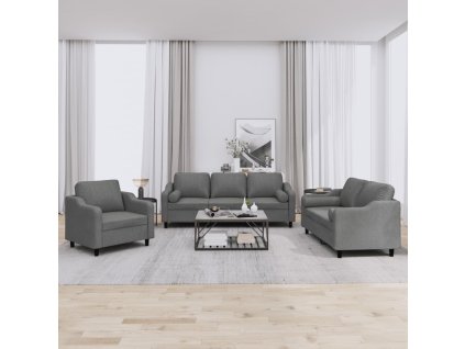 vidaXL 3dílná sedací souprava s polštáři tmavě šedá textil