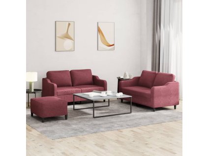 vidaXL 3dílná sedací souprava s poduškami vínová textil