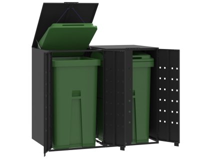 vidaXL Box na 2 popelnice černý 138 x 79 x 117 cm ocel