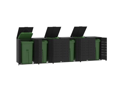 vidaXL Box na 6 popelnic černý 414 x 79 x 117 cm ocel