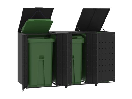 vidaXL Box na 3 popelnice černý 207 x 79 x 117 cm ocel