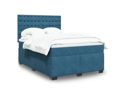 vidaXL Box spring postel s matrací modrá 140 x 200 cm samet