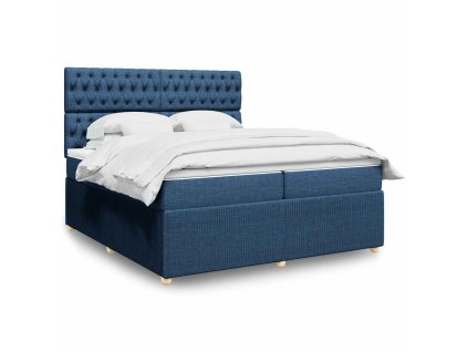 vidaXL Box spring postel s matrací modrá 200x200 cm textil