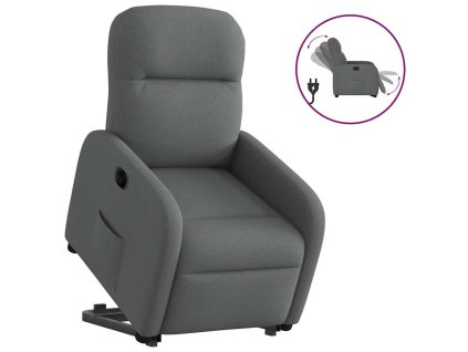vidaXL Elektrické zvedací polohovací křeslo tmavě šedé textil
