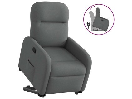 vidaXL Zvedací polohovací křeslo tmavě šedé textil