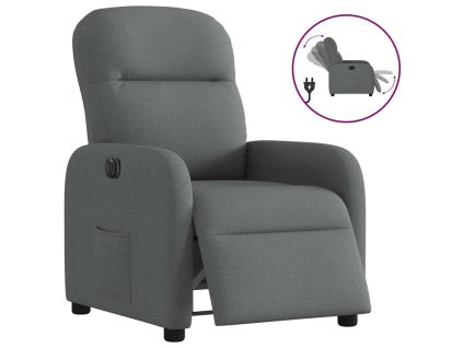 vidaXL Elektrické polohovací křeslo tmavě šedé textil