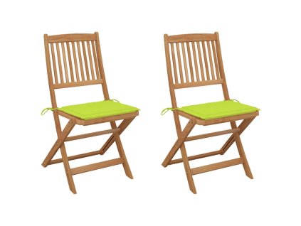 vidaXL Skládací zahradní židle s poduškami 2 ks masivní akáciové dřevo