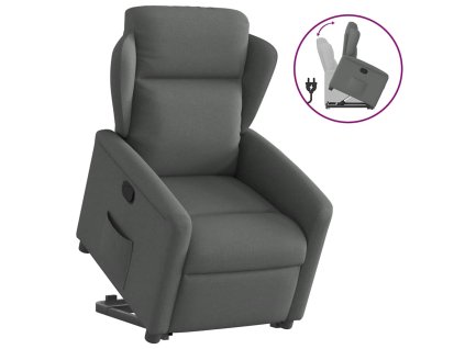 vidaXL Zvedací polohovací křeslo tmavě šedé textil