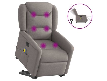 vidaXL Elektrické zvedací masážní polohovací křeslo taupe textil