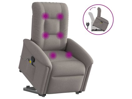 vidaXL Zvedací masážní polohovací křeslo taupe textil