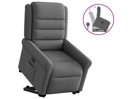 vidaXL Zvedací polohovací křeslo tmavě šedé textil