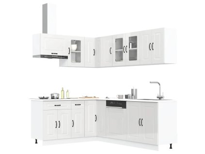 vidaXL 11dílná sada kuchyňských skříněk "Kalmar" bílý lesk kompozit