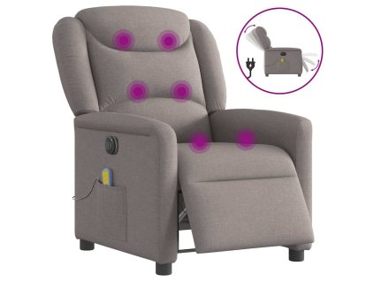 vidaXL Elektrické masážní polohovací křeslo taupe textil