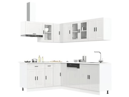 vidaXL 11dílná sada kuchyňských skříněk "Porto" bílé lesk kompozit