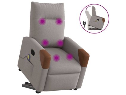 vidaXL Zvedací masážní polohovací křeslo taupe textil